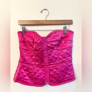 Pink Silk Quilted Bustier Top – Strapless – Size 6